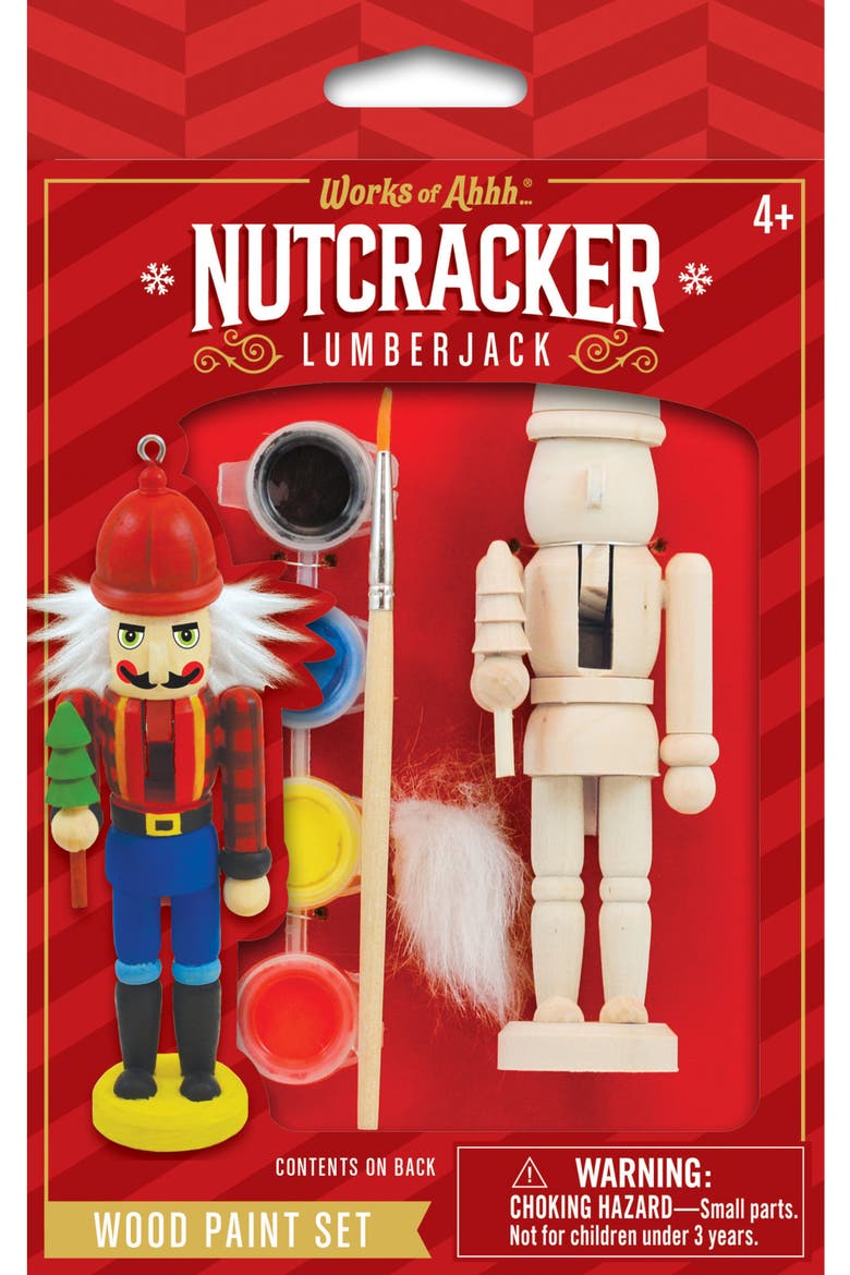 Nutcracker Lumberjack Ornament Paint Kit, Main, color, Multicolor