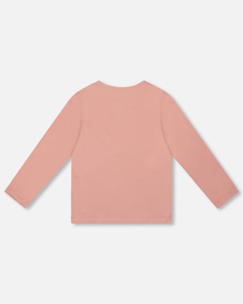Deux Par Deux Organic Cotton Long Sleeve T-shirt With Sequin Unicorn In Pink
