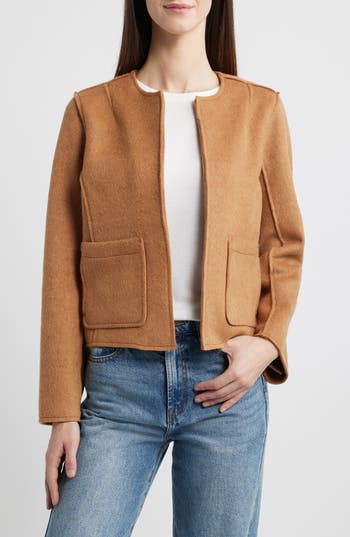 Wit & Wisdom Collarless Crop Jacket In Candy Yam
