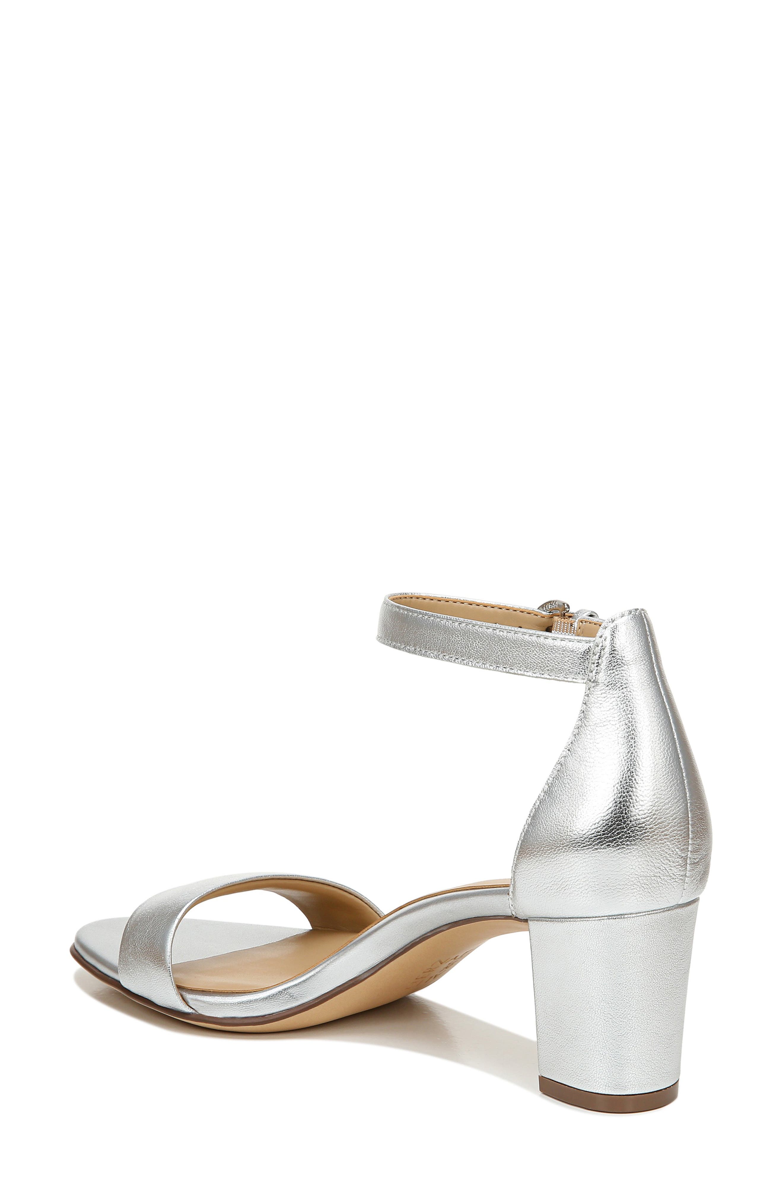 Naturalizer True Colors Vera Ankle Strap Sandal, Alternate, color, Silver Leather