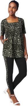 Jessica London Stretch Cotton Square Neck Tunic