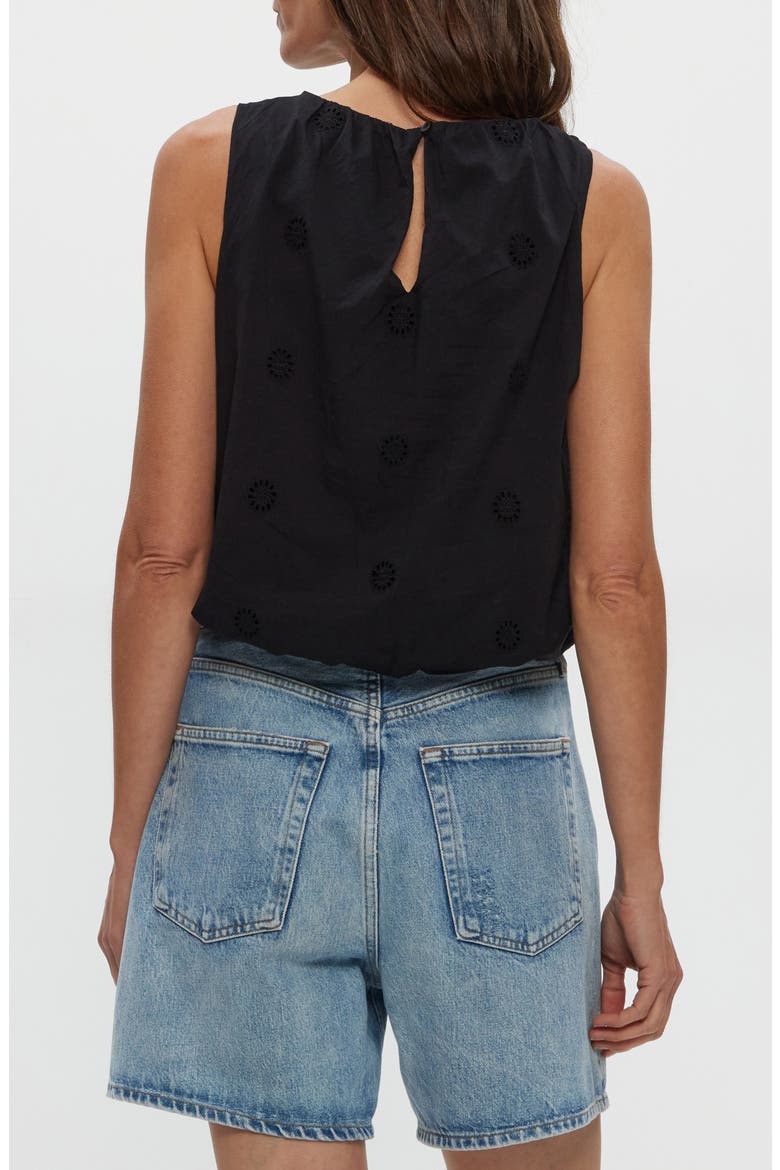 Hazel Eyelet Bubble Sleeveless Top, Alternate, color, BLACK
