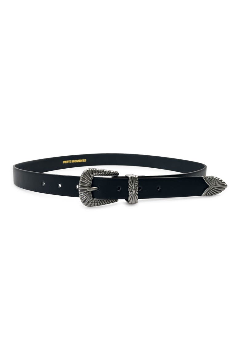 Nash Faux Leather Belt, Main, color, BLACK/ SILVER