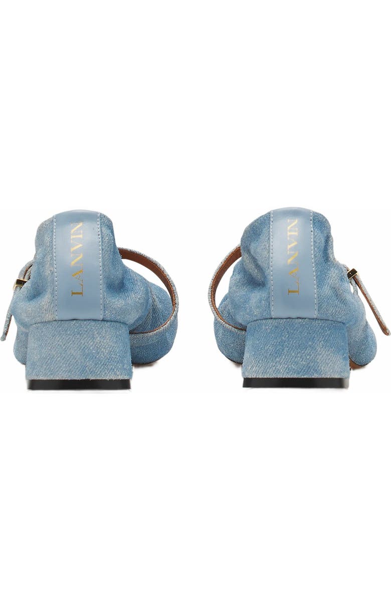Lanvin Heeled Mary Janes In Leather With A Faded Denim Effect, Alternate, color,