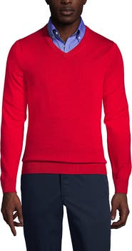 Lands' End School Uniform  Cotton Modal Fine Gauge V-neck Sweater