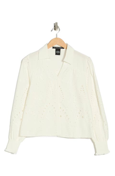 Eyelet Embroidery Woven Shirt