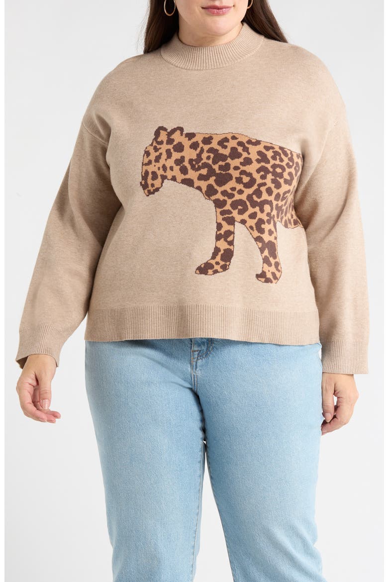 Jazara Leopard Sweater, Main, color, OATMEAL