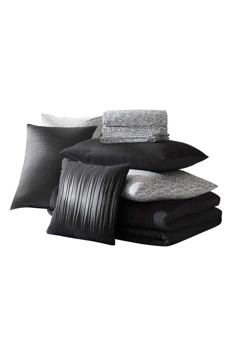 Nine West Lena 8-Piece Bed In A Bag, Main, color, Charcoal