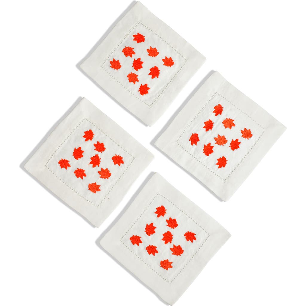 Tiramisu Set Of 4 Embroidered Coasters In Multi