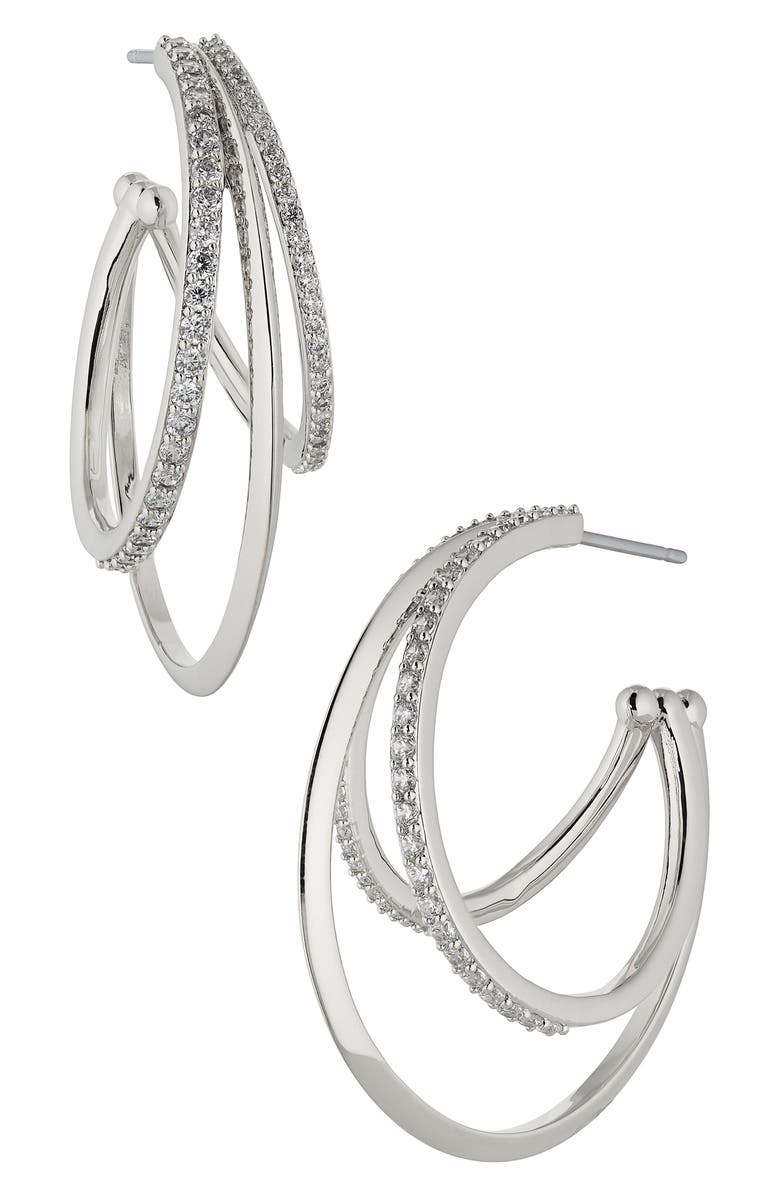 Nadri Disco Triple Hoop Earrings, Main, color,