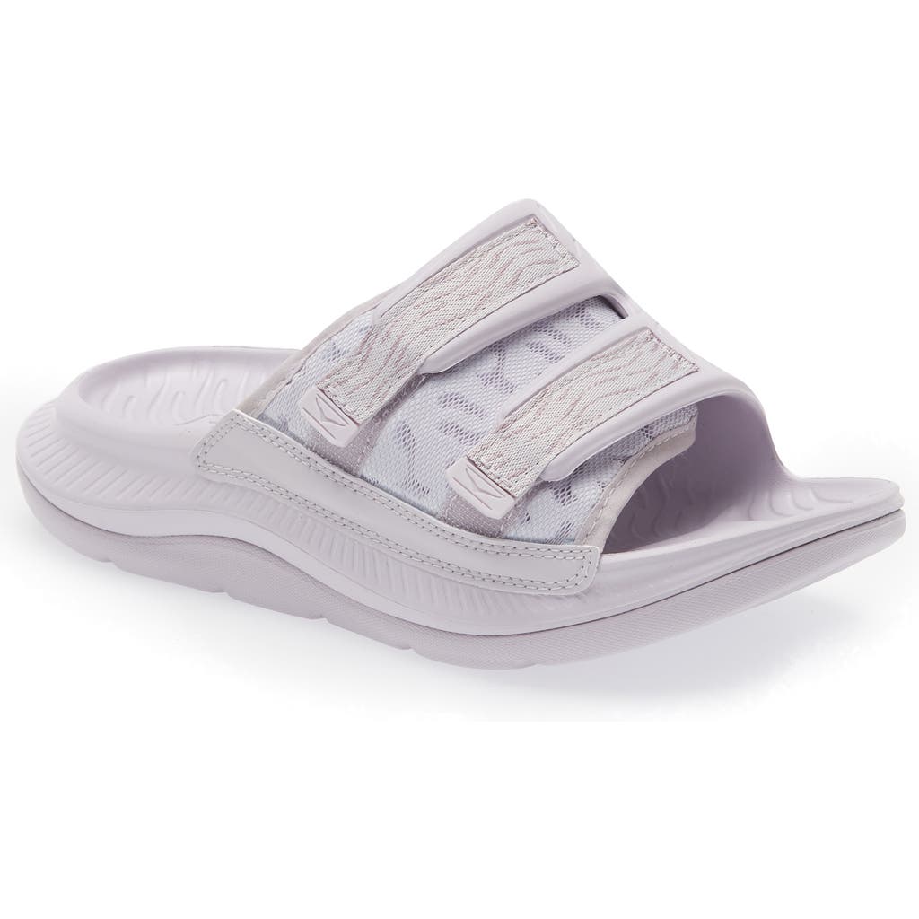 Hoka Gender Inclusive Ora Luxe Slide Sandal In Lilac Marble/elderberry