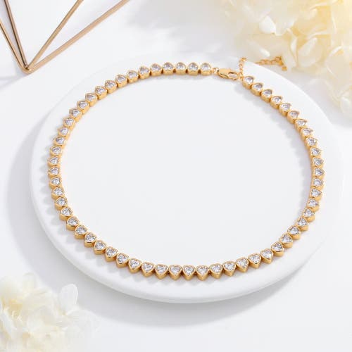 Classicharms Heart Shaped Zirconia Tennis Choker Necklace In Gold