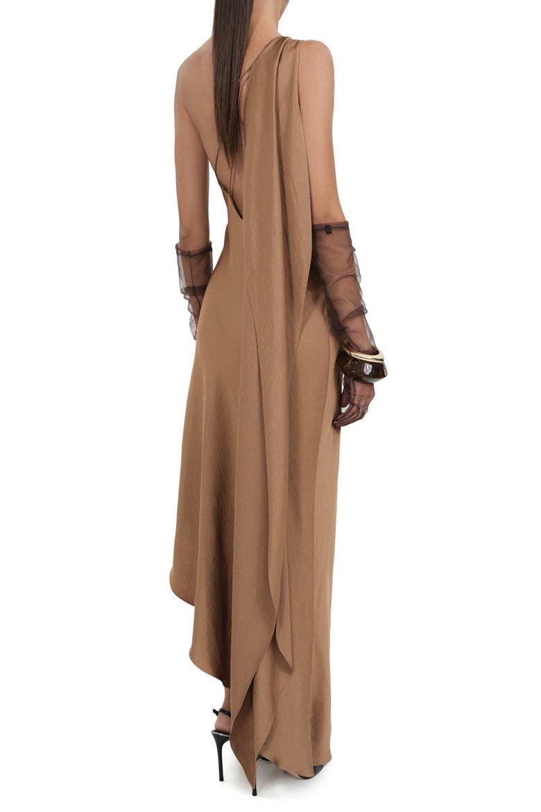 Asymmetric Cape Dress, Alternate, color, BEIGE