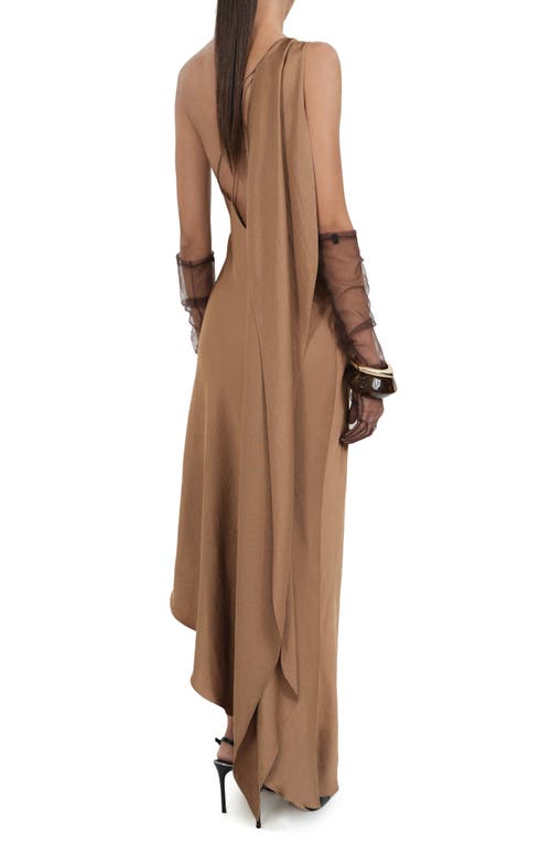 Mango Long Asymmetrical Cape Dress Beige In Beige