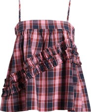 Damson Madder Nyra Ruffle Plaid Organic Cotton Cami