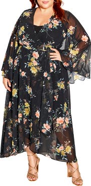 City Chic Fleetwood Print Wrap Maxi Dress