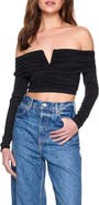 Susana Monaco Off the Shoulder V-Wire Knit Top