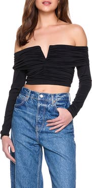 Susana Monaco Off the Shoulder V-Wire Knit Top
