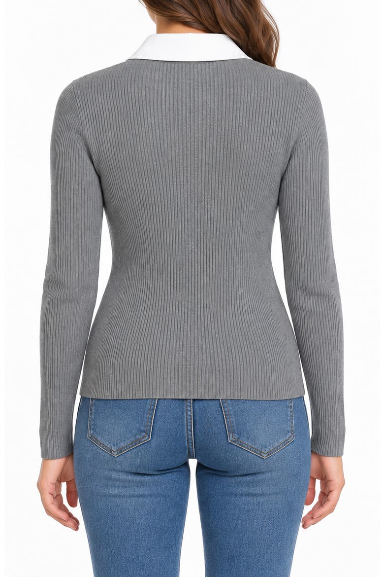 Ribbed Twofer Zip Sweater, Alternate, color, DARK HEATHER GREY