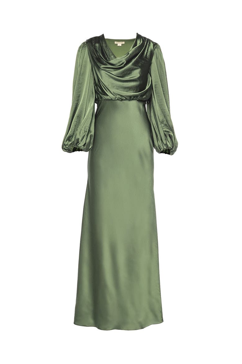 Alia Cowl Neck Gown Green Lily, Main, color, Green Lily