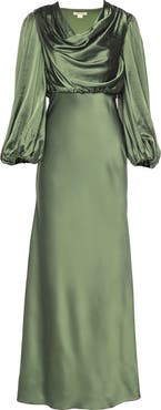 Vasiliki Alia Cowl Neck Gown Green Lily