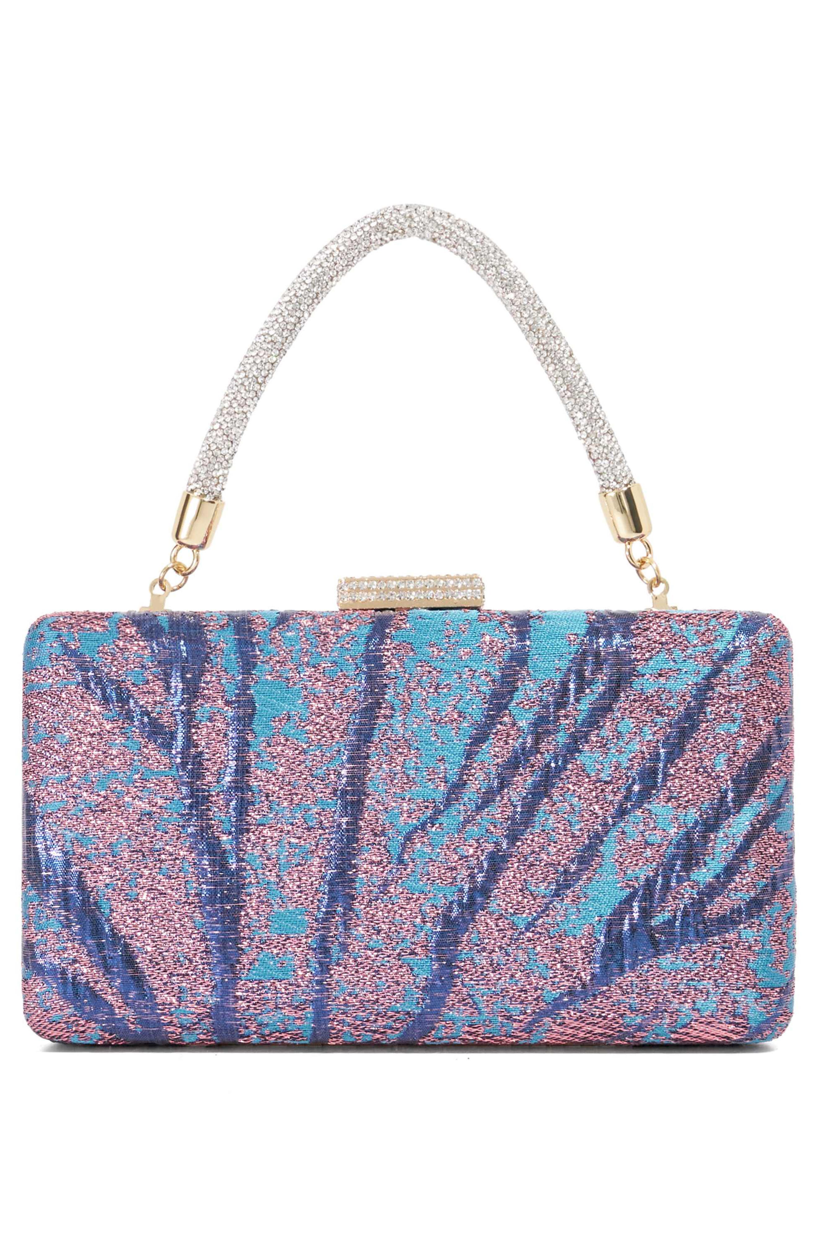 Dune London Beaut Top Handle Frame Clutch, Alternate, color, Teal