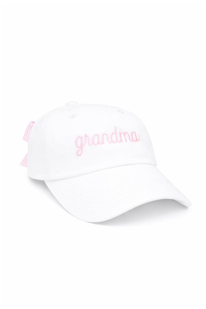 Women's Grandma Bow Baseball Hat, Main, color, White/Pink