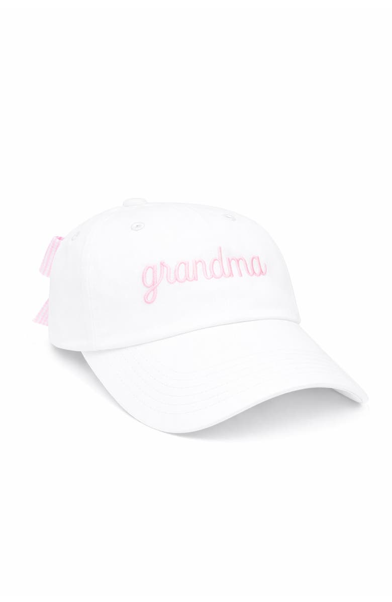 Bits & Bows Women's Grandma Bow Baseball Hat, Main, color, White/Pink