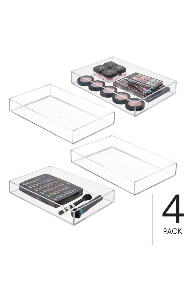 iDesign Set of 4 Makeup Drawer Organizer Trays for Vanity - Clear, Alternate, color, Clear