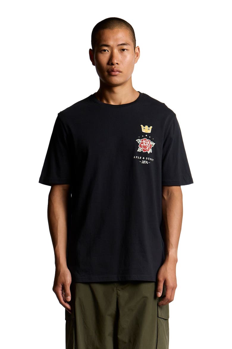 Rose And Crown Graphic T-shirt, Alternate, color, Dark Navy