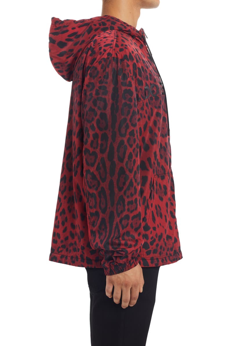 Dolce&Gabbana Logo Leopard Print Nylon Jacket, Alternate, color, 