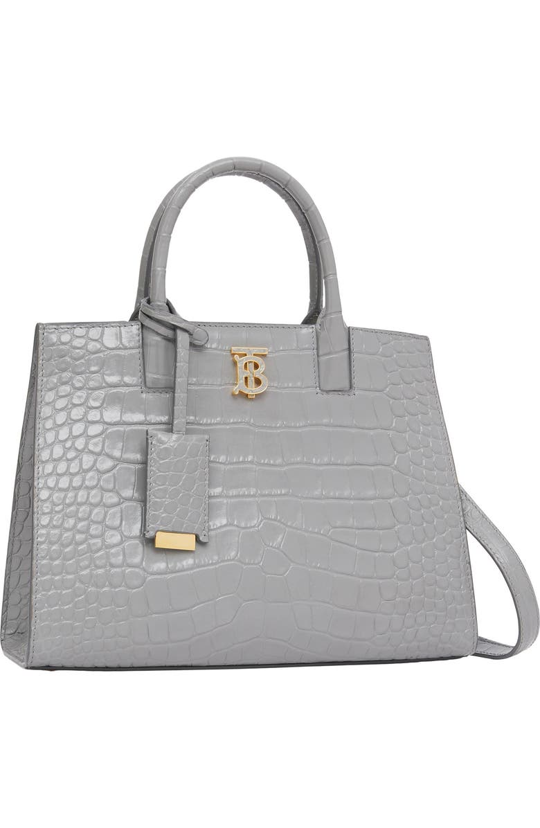 Burberry Medium TB Croc Embossed Leather Tote, Alternate, color,