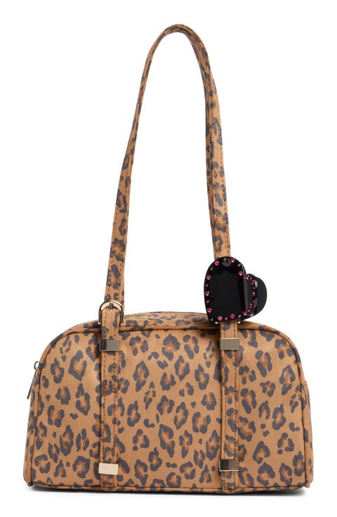 Leopard Faux Suede Bowler Tote