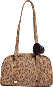 Madden Girl Leopard Faux Suede Bowler Tote