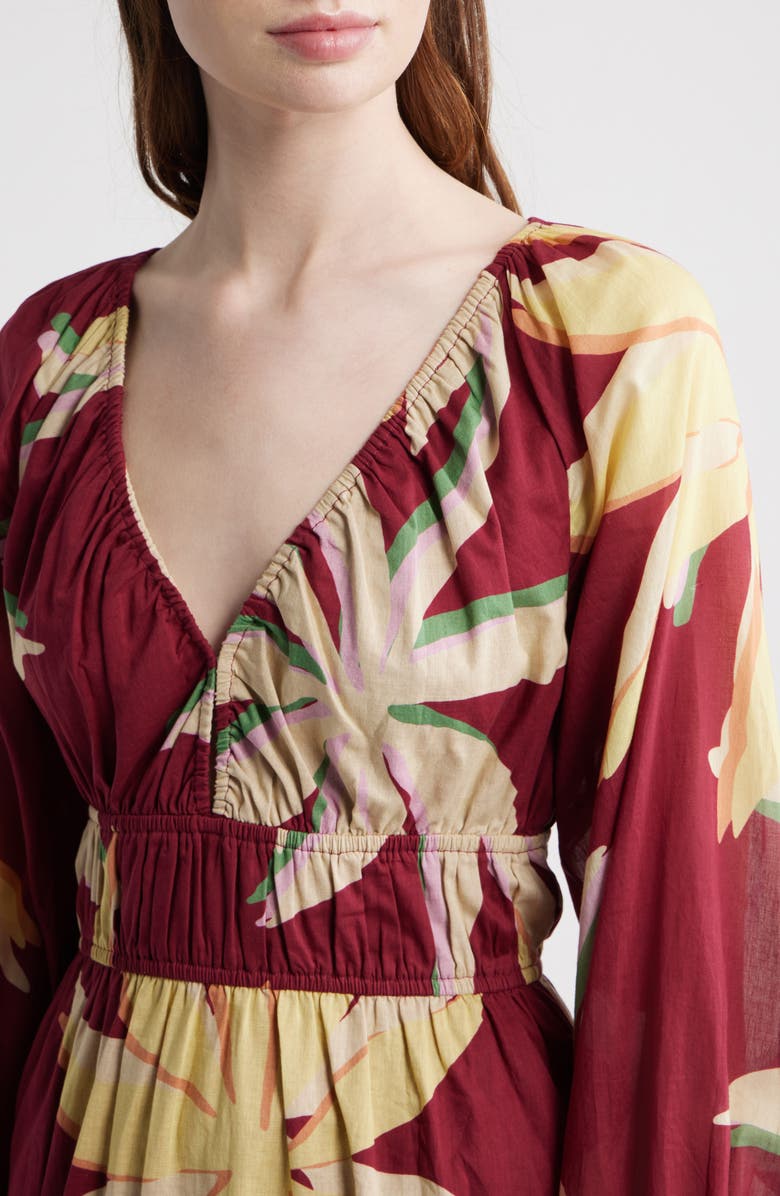 Rails Krina Floral Ruched Dress, Alternate, color, Red Palma