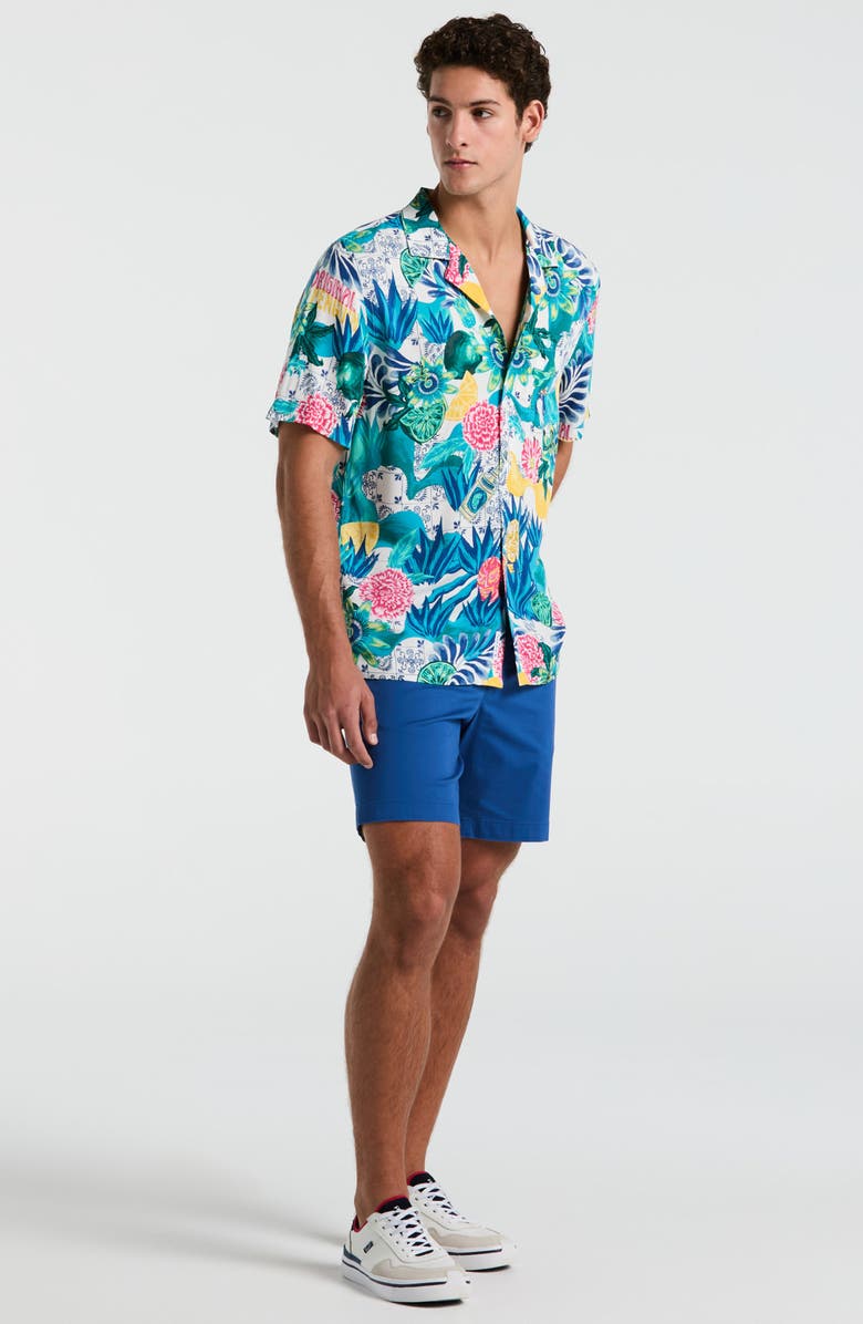 Original Penguin Floral Camp Shirt, Alternate, color, Bright White