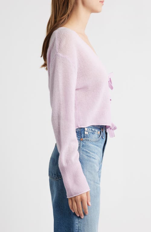 Loveshackfancy Luisella Bow Crop Cashmere Cardigan In Purple