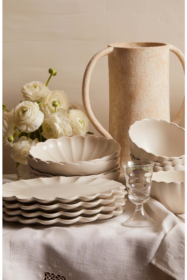 Dhalia Stoneware 4-Piece Dinner Plate Set, Alternate, color, White