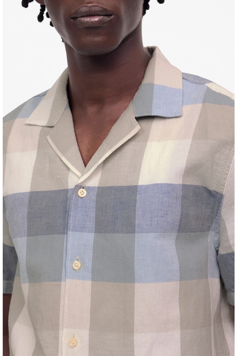 Short Sleeve Button-Up Shirt in Cotton-Linen Blend, Alternate, color, SEASIDE MULTI