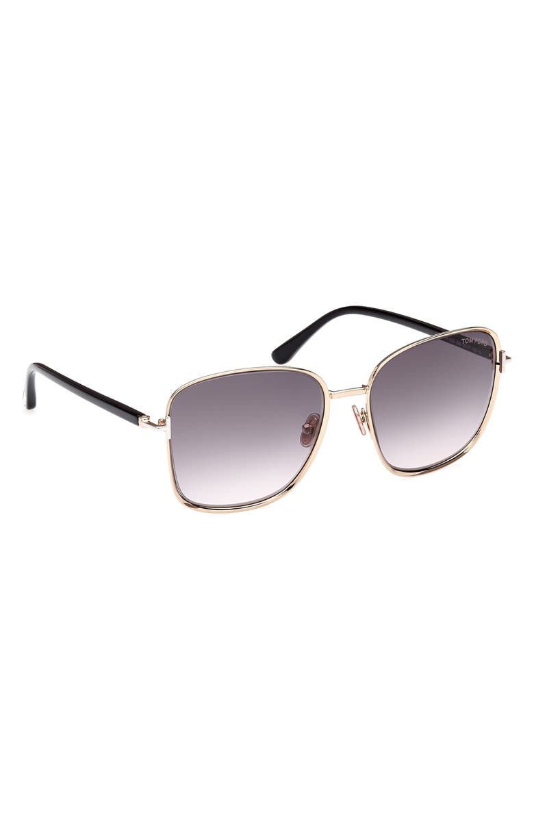 TOM FORD Fern 57mm Square Sunglasses, Alternate, color, Shiny Rose Gold / Smoke