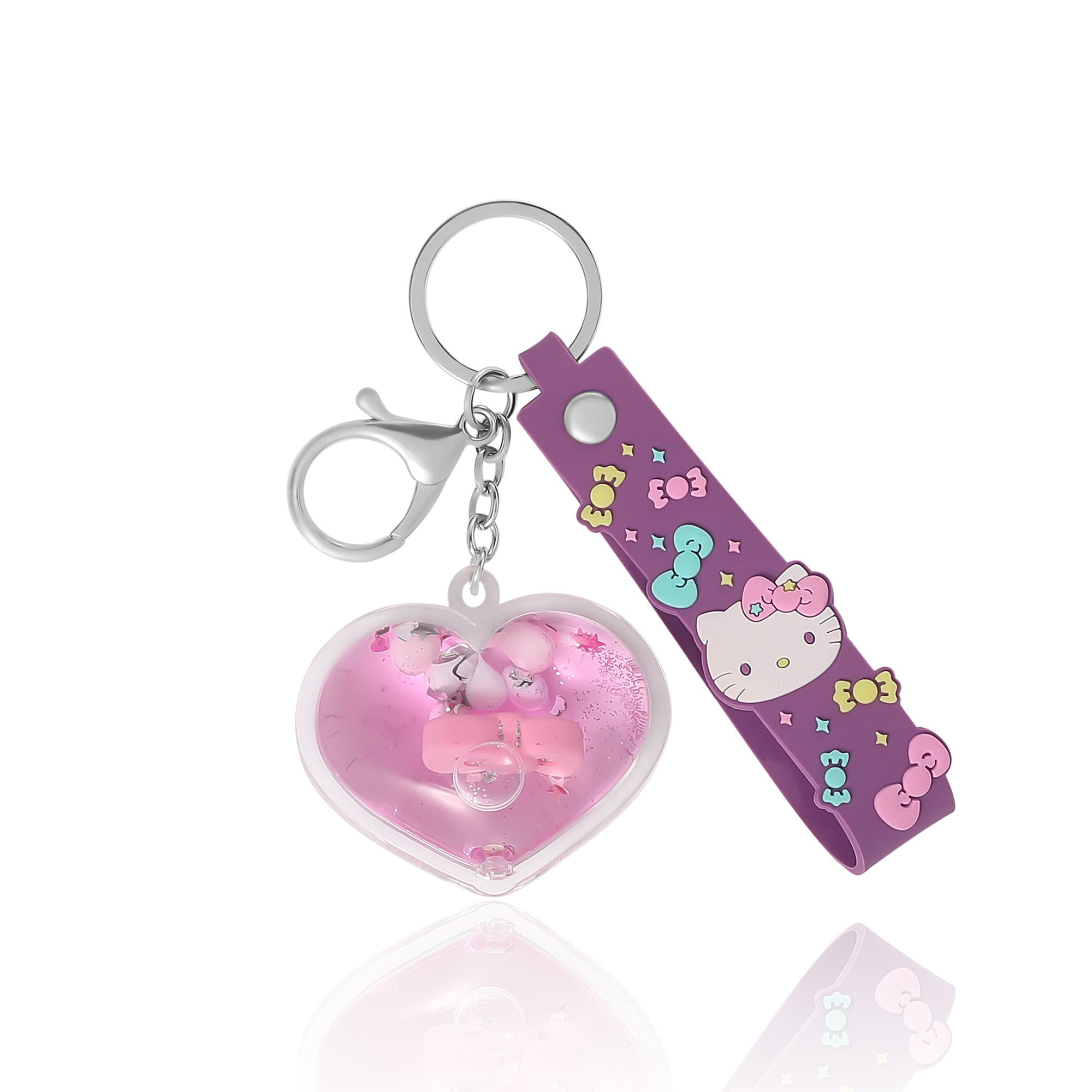 Hello Kitty Acrylic Liquid Heart Keychain, Main, color, Purple