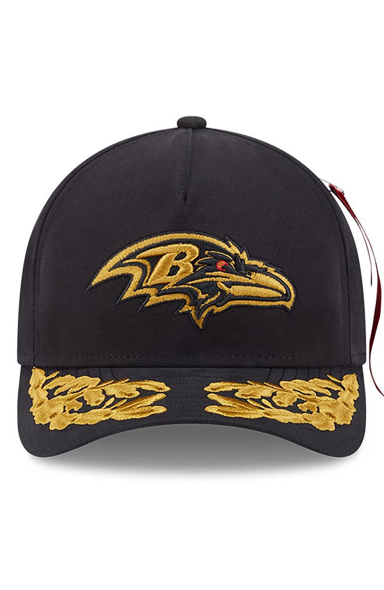 New Era x Alpha Industries Men's New Era x Alpha Industries  Black Baltimore Ravens A-Frame 9FORTY Adjustable Hat, Alternate, color, Black