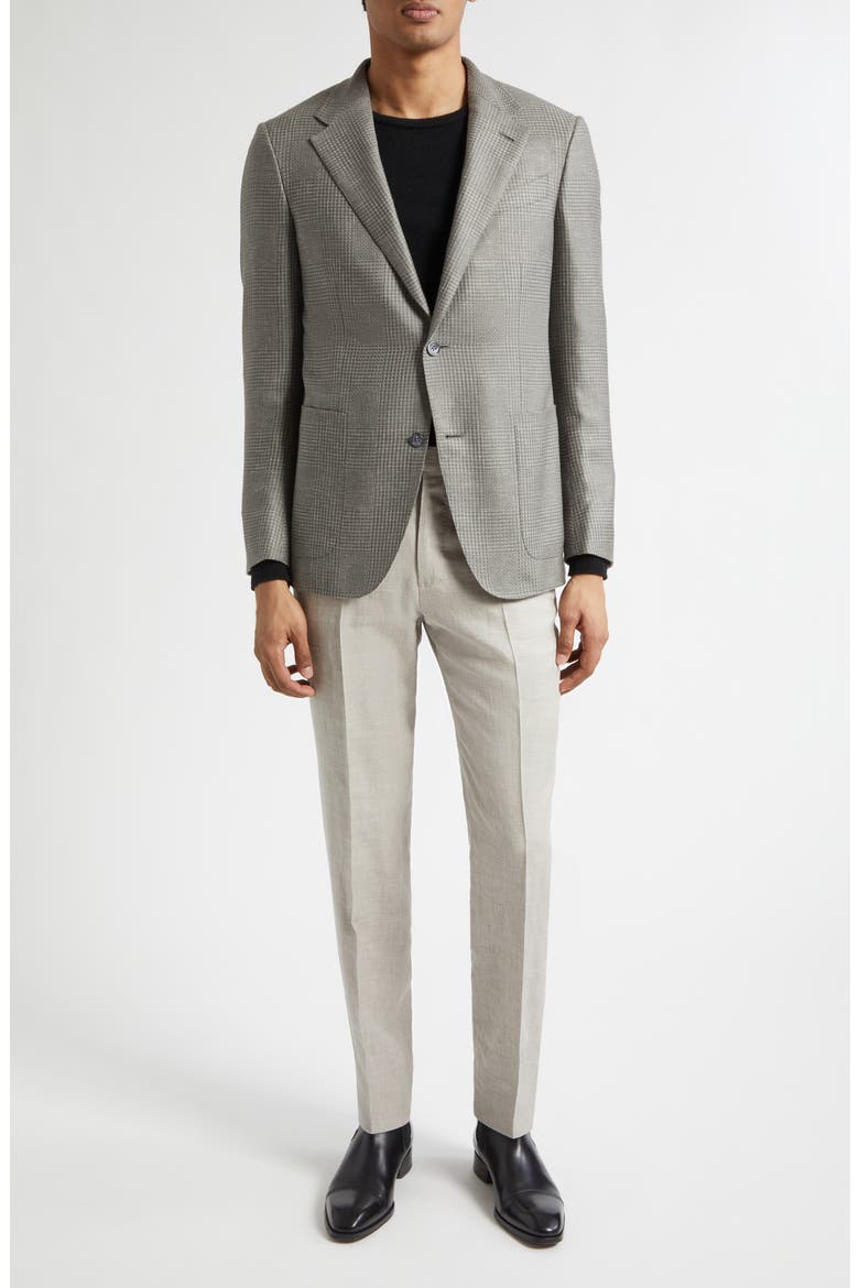 Flat Front Wool, Linen & Silk Trousers, Alternate, color, LIGHT BEIGE