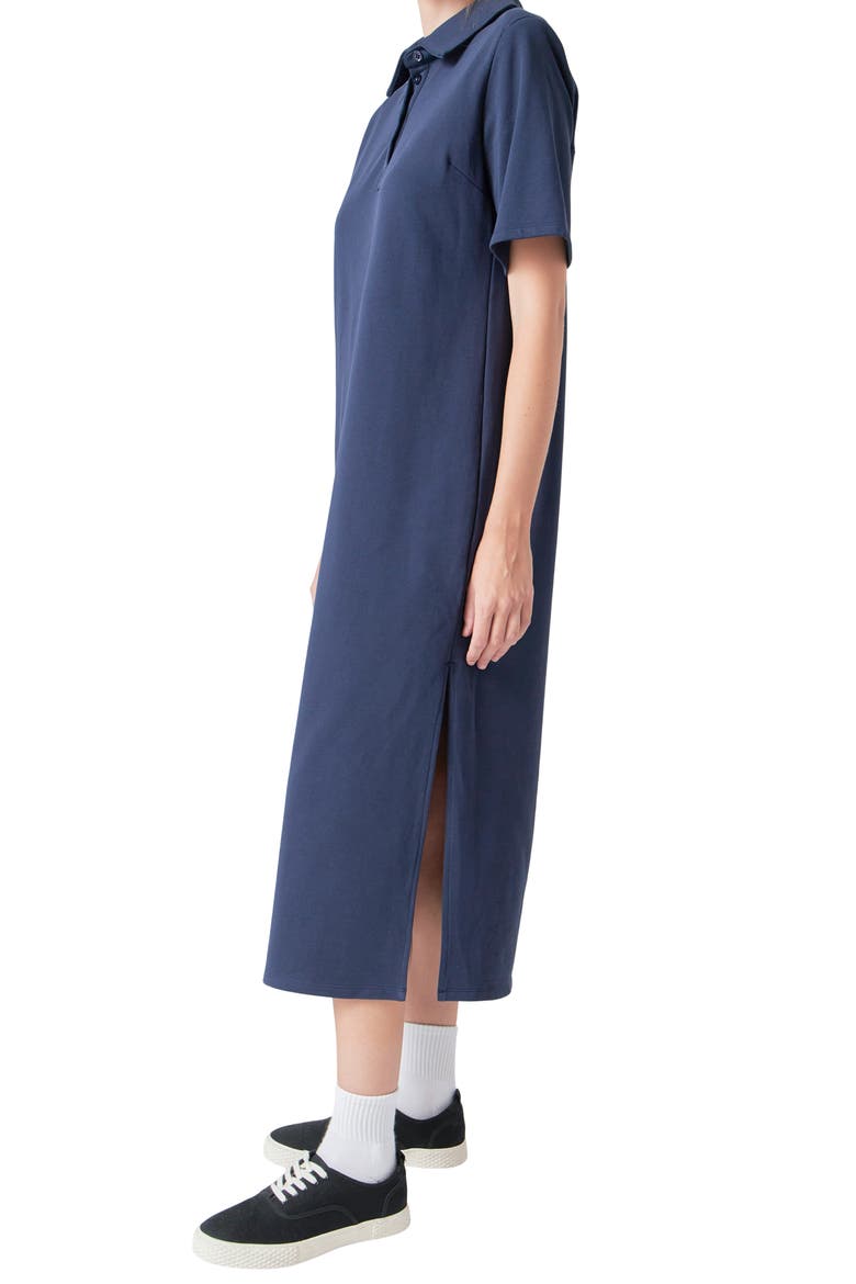 Polo Midi Dress, Alternate, color, NAVY