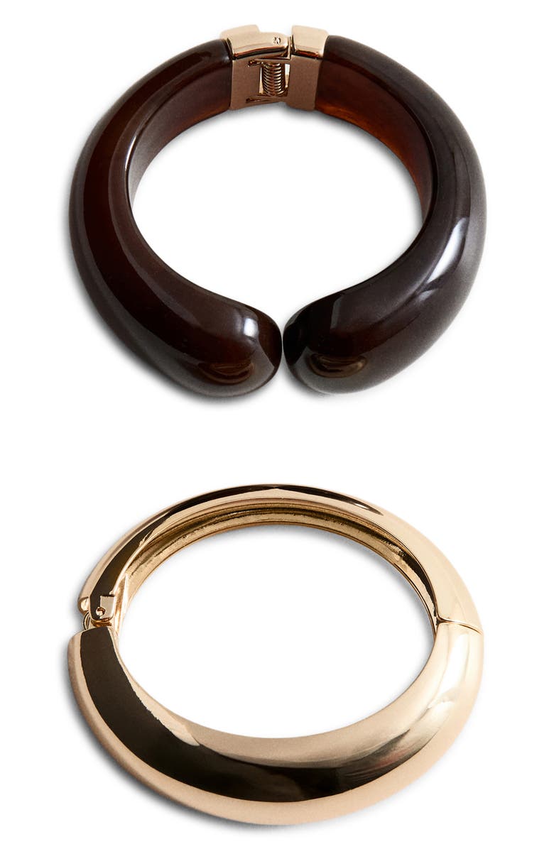 MANGO Set of 2 Volume Bracelets, Main, color, Gold/ Brown