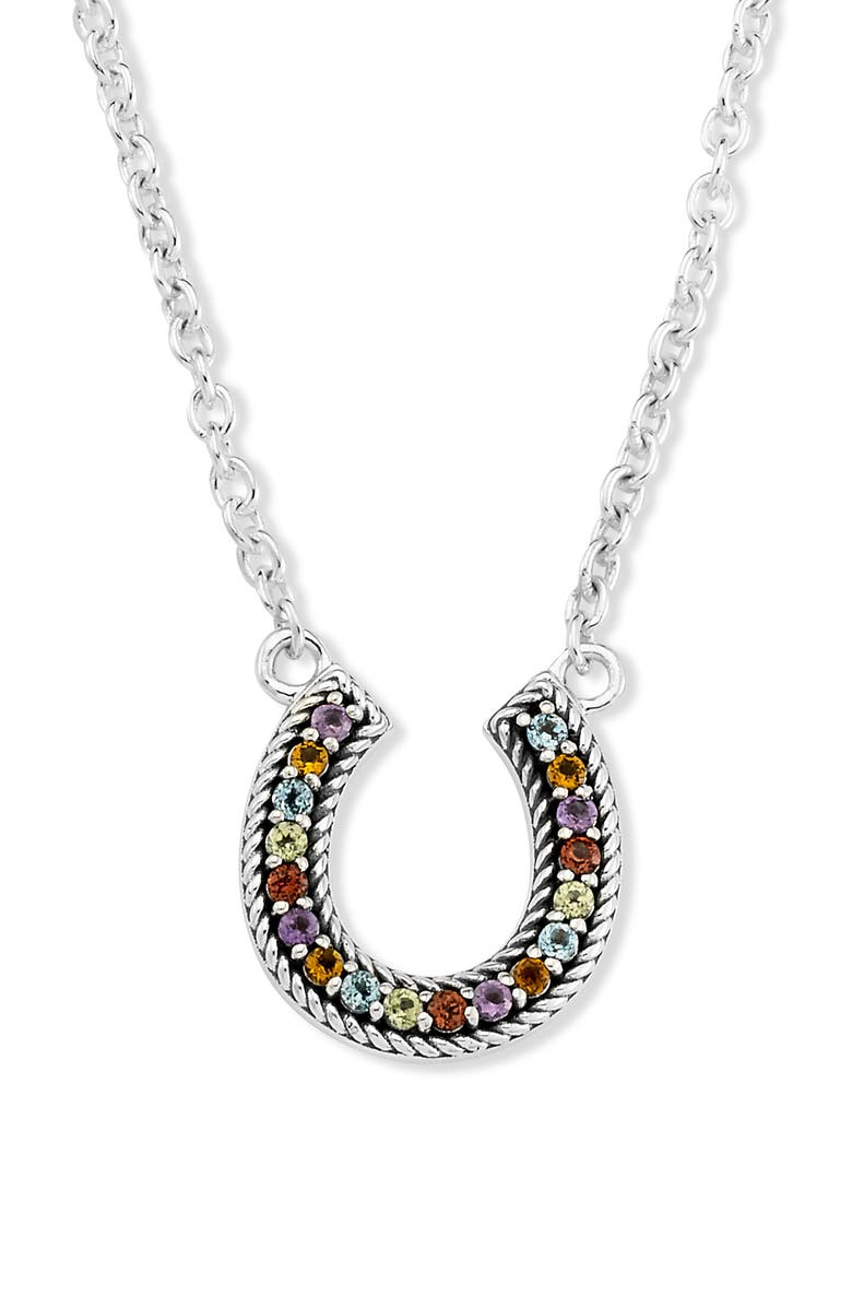 SAMUEL B. Rainbow Stone Horseshoe Pendant Necklace, Alternate, color, Silver Multi
