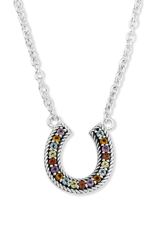 Samuel B. Rainbow Stone Horseshoe Pendant Necklace In Metallic
