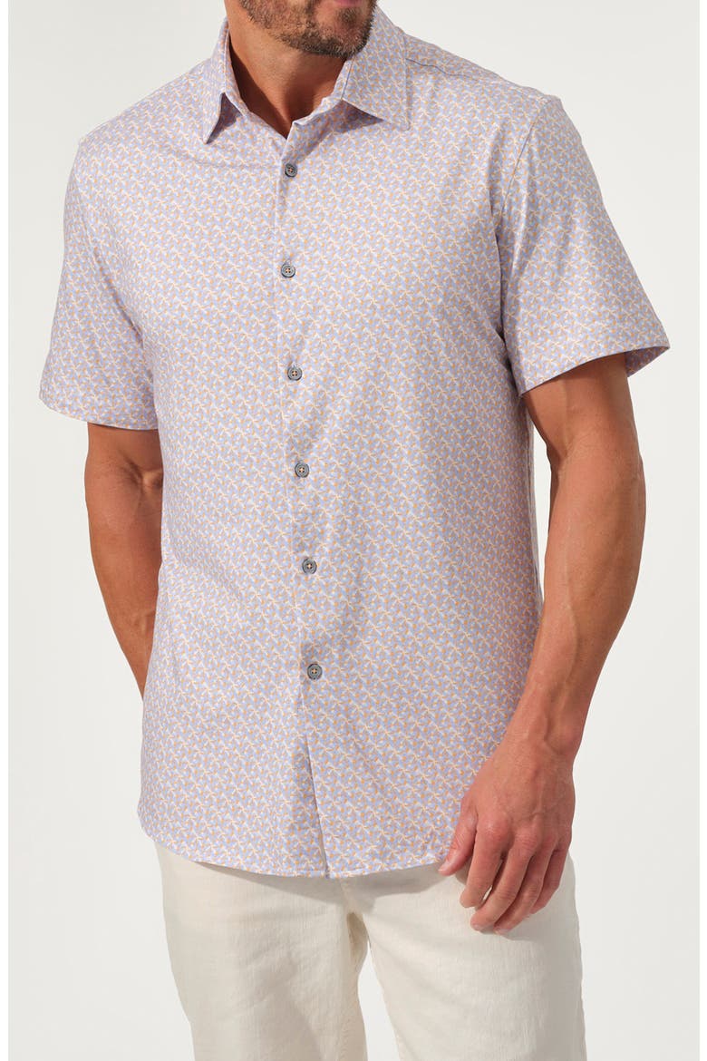 Dynamic Comfort Short Stretch Cotton Sleeve Button-Up Shirt, Main, color, TANGELO