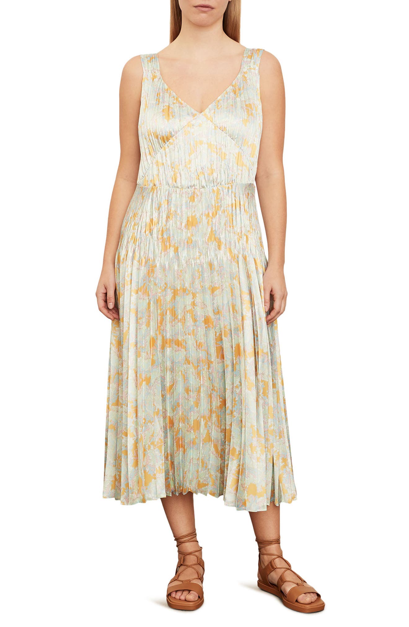 Vince Lotus Pleated Slipdress