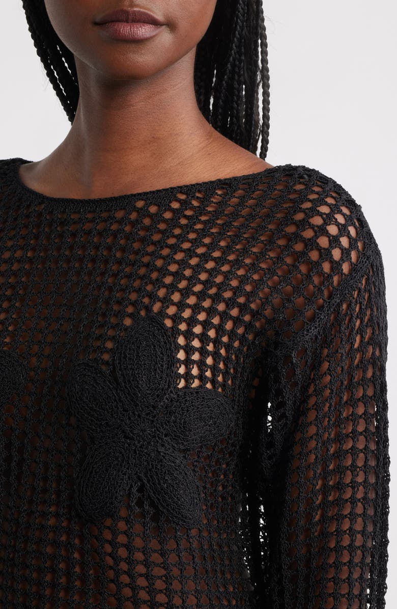 MANGO Floral Embroidered Open Stitch Sweater, Alternate, color,